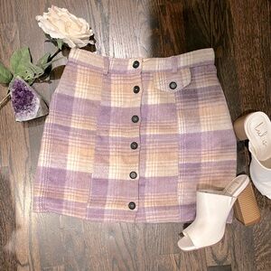 Molly Green purple and tan plaid fall skirt size S